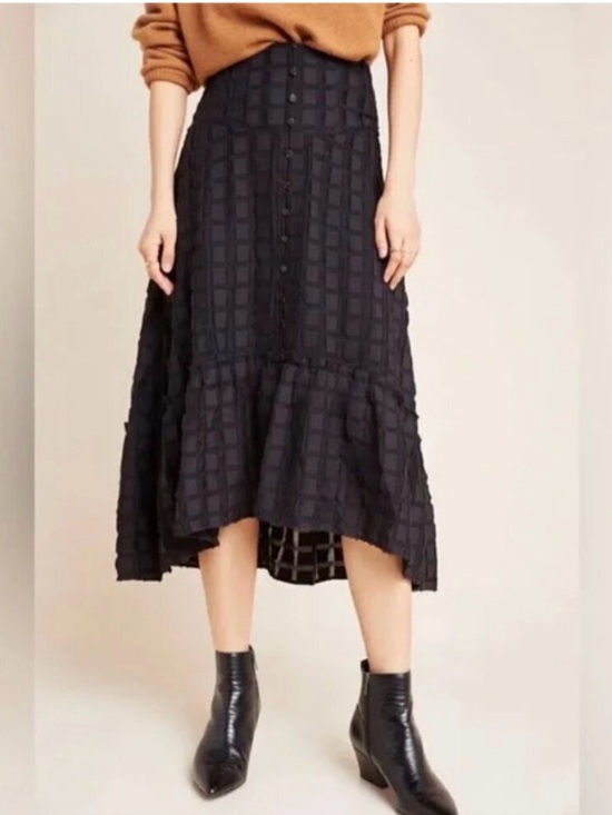 Maeve Dresses & Skirts - Maeve Black Textured Button-Front Skirt